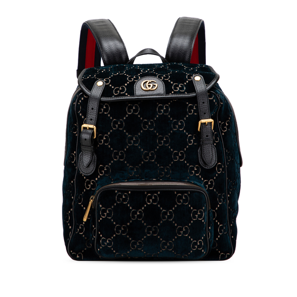Pre-Loved Gucci GG Velvet Double Buckle Backpack - Picture 1 of 11